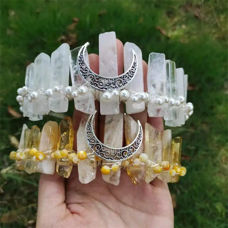Serre-tête diadème de mariée avec perles et lune, serre-tête en cristal, offre spéciale