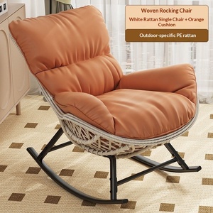 <b>Rattan</b> Woven Lobster Rocking Chair Vintage Thickened Recliner Lazy Leisure <b>Sofa</b> For Balcony Courtyard Living Room Relaxation - Product Image 6
