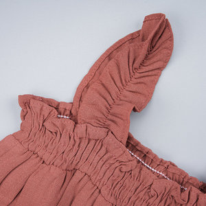 Summer Infant 2020 New Design Wholesale Sleeveless Cotton <b>Jumpsuit</b> for <b>Girls</b> Solid Color Romper with Knitted Fabric and Ruffle - Product Image 3