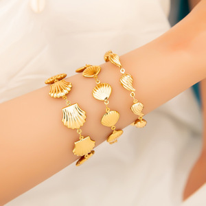 Stainless Steel <b>Bracelet</b> 18K Gold Plated <b>Shell</b> Charm Unisex Fashion Jewelry - Product Image 1
