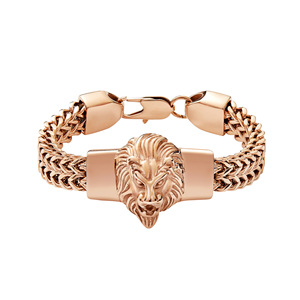 Nouveau Bracelet Chaîne Cubaine Tête de <span class=keywords><strong>Lion</strong></span> en Acier Inoxydable Plaqué Or Rose, Argent et Or, Style Hip Hop, Bijoux de Luxe Très Vendus - Product Image 1