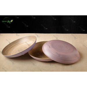 Assiette ronde en bambou biodégradable-Vaisselle écologique faite à la main pour une présentation durable des repas et des aliments - Product Image 6