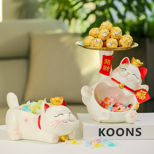 Plateau à bonbons Lucky Cat en résine, forme irrégulière décorative, pour cadeau du Nouvel An chinois - Product Image 1