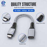 Câble d'extension USB-C mâle vers femelle LUNG KAY professionnel USB4 40 Gbps 100 W 8K 60 Hz pour ordinateur portable, station d'accueil, SSD, personnalisable OEM ODM
