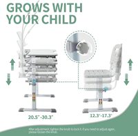 Ensemble de chaise de bureau fonctionnelle pour enfants Diroan, design moderne, ergonomique, hauteur réglable, bureau inclinable, lumière LED, tiroir de rangement, chambre de garçon
