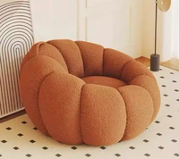 Fauteuil pouf minimaliste moderne en forme de citrouille, siège individuel, tissu polaire moelleux, rembourrage en éponge, couleur personnalisable, portable, pour salon