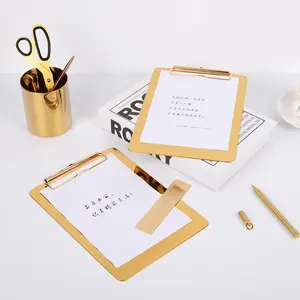 Clipboard Paper File Office Meeting A4 A5 A6 Stainless Steel Gold Metal Folder Custom Logo Storage Nursing Clip Board Clipboard