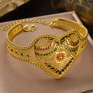 กำไลข้อมือแบบเปิดประดับมุกหลากสีสัน ดีไซน์ฉลุลายสไตล์วินเทจ โบฮีเมียน เอธนิค ประณีต สวยสง่า สำหรับผู้หญิง - Product Image 1