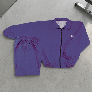 Survêtement unisexe violet léger et écologique, grande taille, manches longues, taille élastique, respirant, décontracté, couleur unie, demi-zip - Product Image 5