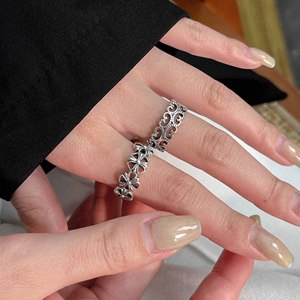 Yinruitai-Anillo abierto con cruz Retro de Plata de Ley S925 para mujer, estilo coreano, regalo de joyería de moda único y versátil - Product Image 4