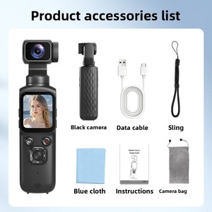 Videocamera Sportiva Tascabile 75MP 4K UHD <span class=keywords><strong>con</strong></span> Schermo Touch da 1,72'' 330 °   Videocamera <span class=keywords><strong>con</strong></span> Lente Rotante per Vlog, Fotocamera Gimbal <span class=keywords><strong>con</strong></span> Tracciamento del Viso - Product Image 6