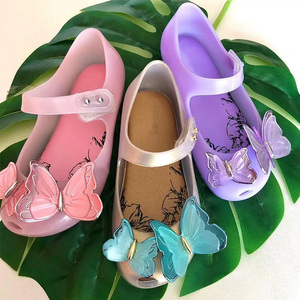 Trẻ Em Mùa Hè Ultragirl Bay BB Jelly Sandal Đôi Bướm PVC Nhựa Giày Long Lanh Trên PU Đế Phẳng Tính Năng - Product Image 6