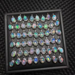 Prezzo all'ingrosso 10 a 14mm naturale Flash opale pietra preziosa di cristallo Mini Cabochon collana ciondolo - Product Image 1