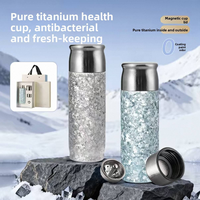 Bouteille isotherme portable en titane pur épaissi à double paroi, design cristal de glace givré, infuseur à thé, 6-12 heures