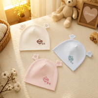 Bonnet bébé nouveau-né en coton de classe A, double couche, broderie cœur, oreilles étoile, doux et respectueux de la peau, pour 0-6 mois