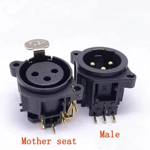 3 Pin XLR Male/Female Panel Mount Metal Shell Nickel Plated 3 Poles XLR Socket Chassis MIC Microphone Connector