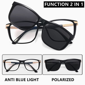 TR90 مشبك مغناطيسي على نظارات الرجال الاستقطاب ومكافحة الضوء الأزرق في الأماكن المغلقة في الهواء الطلق 2 في 1 قراءة الصيد المعادن مربع الربيع المفصلي - Product Image 2