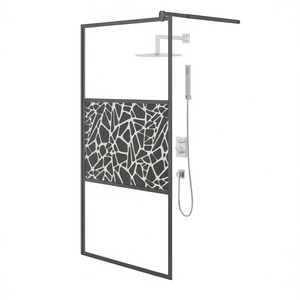 Mampara de Ducha Walk-In 45.3x76.8 con Vidrio ESG, Diseño de Piedra Negra, Baño Contemporáneo - Product Image 1