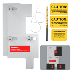Kit de verrouillage de générateur pour tableau de disjoncteurs 150-200 ampères, espacement de 2,5 pouces entre le disjoncteur principal et les disjoncteurs de branche - Product Image 1