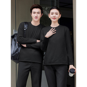 Solid Color White Long Sleeve T-Shirt Round Neck Loose Fit <b>Base</b> <b>Layer</b> For Women And <b>Men</b> Unisex Spring Autumn 2025 New Style - Product Image 4