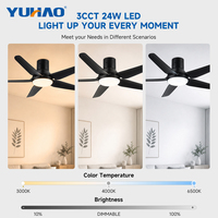 Ventilateur de plafond LED avec lumière, 5 pales en ABS, moteur BLDC, 36, 46, 56 pouces, pour villas, salons, restaurants, écoles - Fabrication OEM ODM