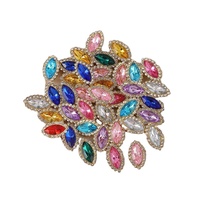 Strass en métal double couche 12x20mm Marquise Tournesol multicolore à coudre à la main pour vêtements et sacs