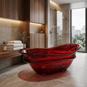 <span class=keywords><strong>Baignoire</strong></span> autoportante de luxe en résine transparente ambrée, forme ondulée, finition cristalline, pour villa, salle de bain design - Product Image 5