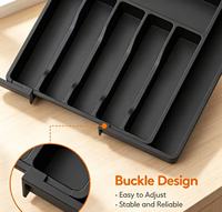 Organizador de cubiertos expandible para cajones, bandeja divisora ajustable con hebilla para utensilios de cocina, separador de almacenamiento de cubiertos.