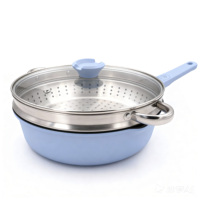 Set Panci Aluminium Anti Lengket Sanlang 28cm 4 Buah, Termasuk Wajan Goreng, Wajan Tumis, Tutup Kaca, Spatula Silikon, Gagang Lepas, Aman untuk Oven