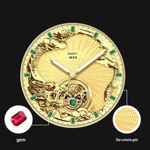 Relojes Mecánicos de Lujo para Hombre, Caja de Acero Inoxidable Dorado de 42 mm, Resistentes al Agua hasta 50 m, Edición Limitada, Reloj Automático con Esfera Dorada - Product Image 3