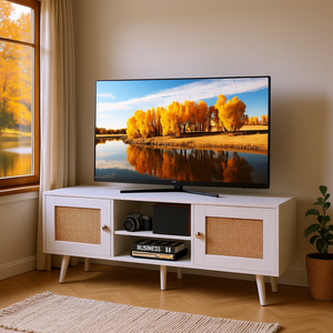 Mueble para TV de 47 Pulgadas Estilo Moderno de Mediados de Siglo, con Gabinete de Ratán y Estante Ajustable para Sala de Estar, Venta al Por Mayor Db - Product Image 2