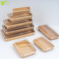 Bandeja para Sushi Desechable de Papel Kraft, Contenedor Rectangular para Alimentos, Resistente al Aceite, Caja Marrón para Sándwiches, Galletas y Bocadillos para Llevar, Impresión Personalizada