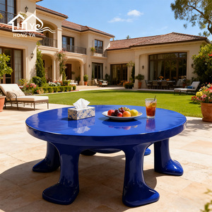 Mesa <span class=keywords><strong>de</strong></span> Centro Azul Divertida con Patas en Forma <span class=keywords><strong>de</strong></span> <span class=keywords><strong>Pie</strong></span>, Mesa Redonda <span class=keywords><strong>de</strong></span> Resina para Sala <span class=keywords><strong>de</strong></span> Estar, Habitación Infantil, Jardín, Decoración <span class=keywords><strong>de</strong></span> Restaurante, Muebles - Product Image 3