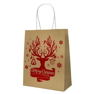 Bolsas de Papel Kraft Ecológicas y Duraderas para Fiestas Navideñas, Bolsas Promocionales para Regalos, Comida para Llevar, Dulces, Pasteles, Cartón - Product Image 5