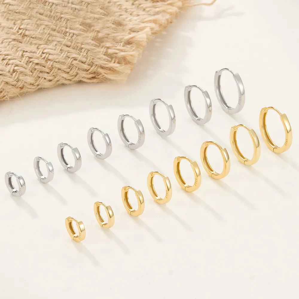 Hot Selling Korean Fashion Temperament S925 Sterling Silver Earrings Multi-Size Glossy Simple Hoop Earrings For Women