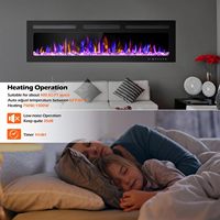 Cheminée électrique murale encastrable Kalsubo 68 pouces avec flamme réglable, télécommande et minuterie