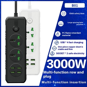 สายพ่วง USB อเนกประสงค์ขนาด230V 4พอร์ต3ม. สายสำหรับใช้ในครัวเรือนเอาต์พุต13A ABS จ่ายไฟหลายช่องทางสำหรับการส่งออกข้ามพรมแดน - Product Image 2