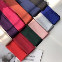 Écharpe en polyester satiné de couleur unie, style coréen, ruban étroit et long, nœud de cheveux de style français, haut de gamme, polyvalente, automne