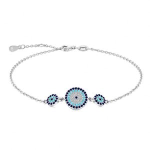 Dylam Evil Blue Sapphire Eye <b>Bracelet</b> for Women 18K Gold Plated Dainty <b>Adjustable</b> Chain Cute Eye <b>Bracelet</b> Silver Jewelry for Her - Product Image 1