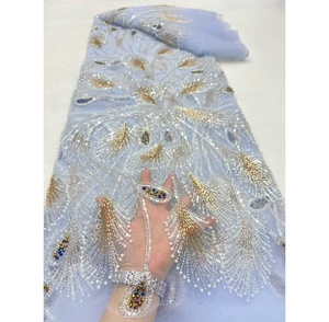 Gran oferta, ventas directas de fábrica, buen precio, Material agradable, encaje de lentejuelas, ropa de encaje francés para vestido de fiesta de noche Asoebi - Product Image 5