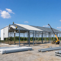 Bâtiment d'élevage de poulets de chair économique en structure acier préfabriquée, bâtiment moderne et biosécurisé pour ferme avicole
