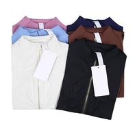 Jaket dan Legging Yoga Grosir untuk Lari, Gym, Yoga, Cepat Kering, Bernapas, dengan Ritsleting Emas, Set Pakaian Olahraga Atletik