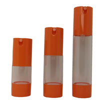 Flacon pompe sans air orange anti-fuite pour cosmétiques, distributeur pour soins de la peau, vente en gros, logo personnalisé