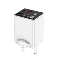 Chargeur au Nitrure de Gallium avec Câble Rétractable et Affichage Numérique PD65W, Adaptateur de Charge Rapide Multi-Ports PD65W EU/UK
