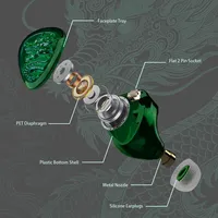 TANGZUWANER 2 Jade Dragon Edition 10 mm PET Single Dynamic In-Ear-Kopfhörer, 1,2 m Kabel, Silikon-Aufbewahrungstasche, Sancai Wide Bore