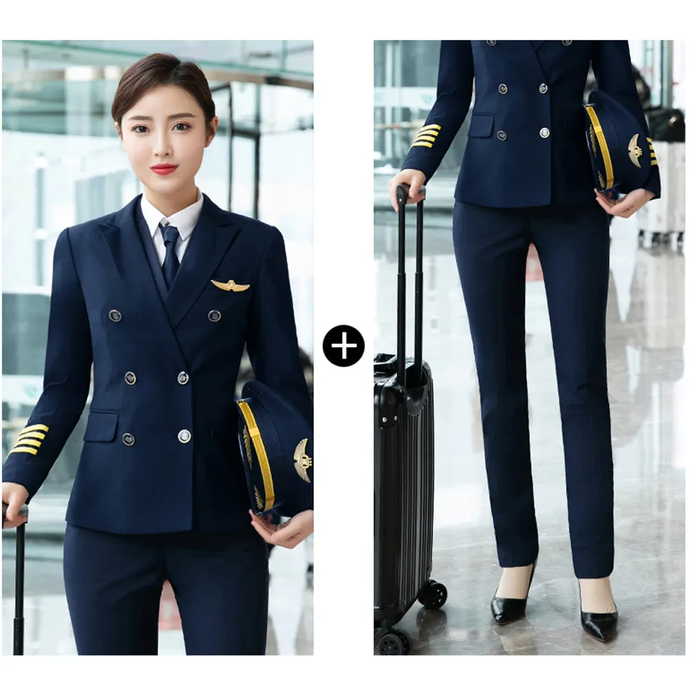 AI-MICH Business Airline Office Employee Knit Subdue Sweater Pilot Aviation Uniforms Long Sleeves Suit Factory Wholesale
