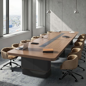 Modern Büyük Dikdörtgen Ahşap Ofis Konferans Masası, Gelişmiş Konfor Toplantıları ve Eğitimler için Uzatılabilir Sandalye Kombinasyonu ile - Product Image 2