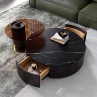Table basse combinée MOVVON style nordique moderne et simple, en bois massif avec plateau en pierre ou verre, design minimaliste, mobilier de salon