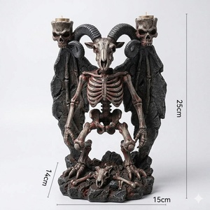 Portavelas de Resina con Forma de <span class=keywords><strong>Esqueleto</strong></span> de <span class=keywords><strong>Cabra</strong></span>, Estatua Gótica de <span class=keywords><strong>Esqueleto</strong></span> para Halloween, Escultura Hecha a Medida, Decoración para el Hogar, Adorno de Mesa - Product Image 3