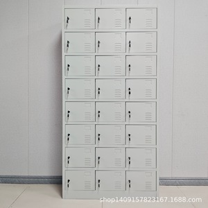 ตู้เก็บของแบบล็อกเกอร์ 24 ประตู 8 ชั้น ตู้โลหะทรงสี่เหลี่ยมแบบตั้งพื้น ดีไซน์แบบผลัก-ดึง สำหรับใช้ในสำนักงาน - Product Image 2